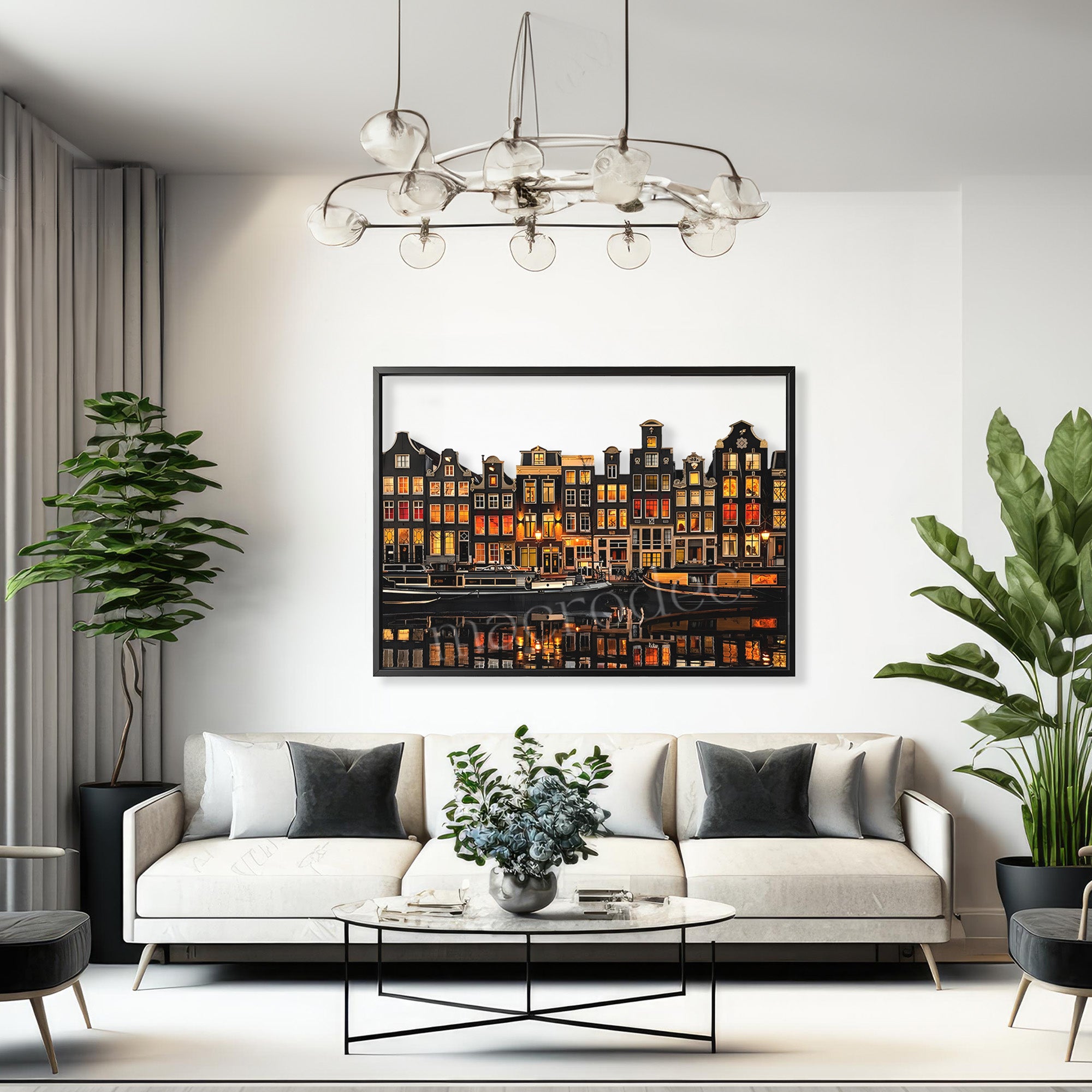 Amsterdam Golden Canal Metal Tablo
