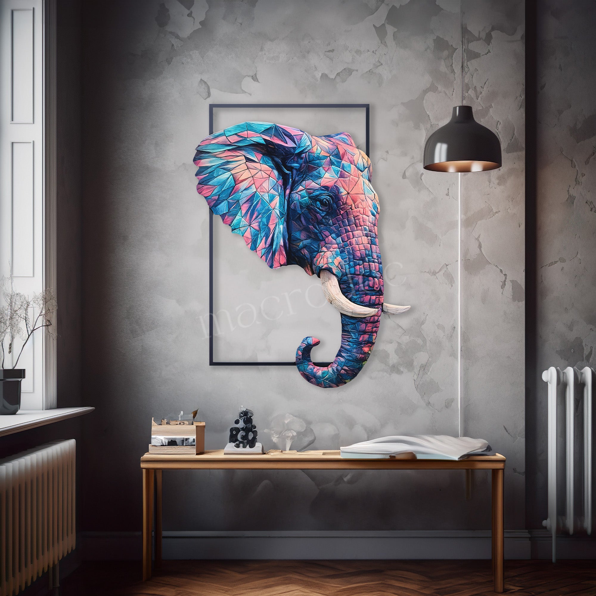 Prismatic Elephant Metal Tablo
