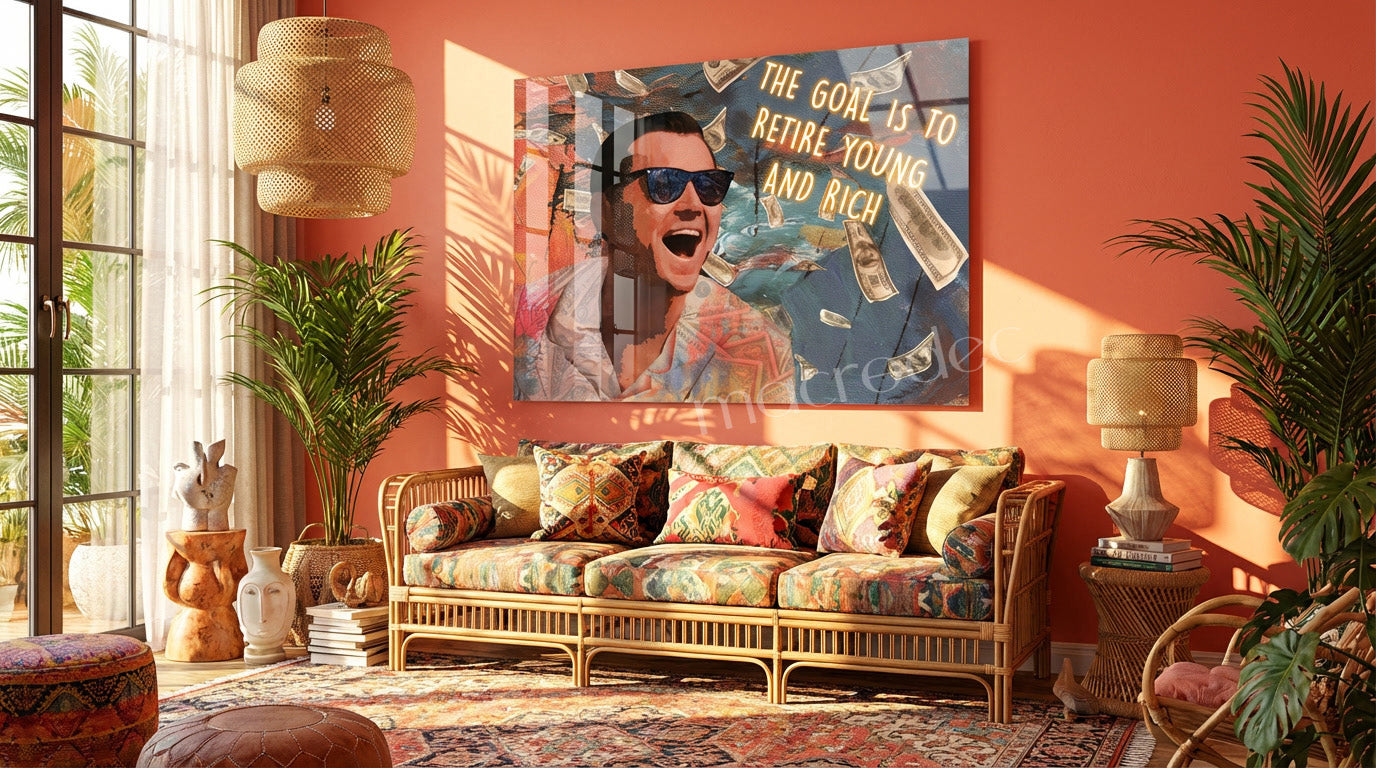 "The Goal: Young and Rich" Di Caprio Motivasyonel Cam Tablo