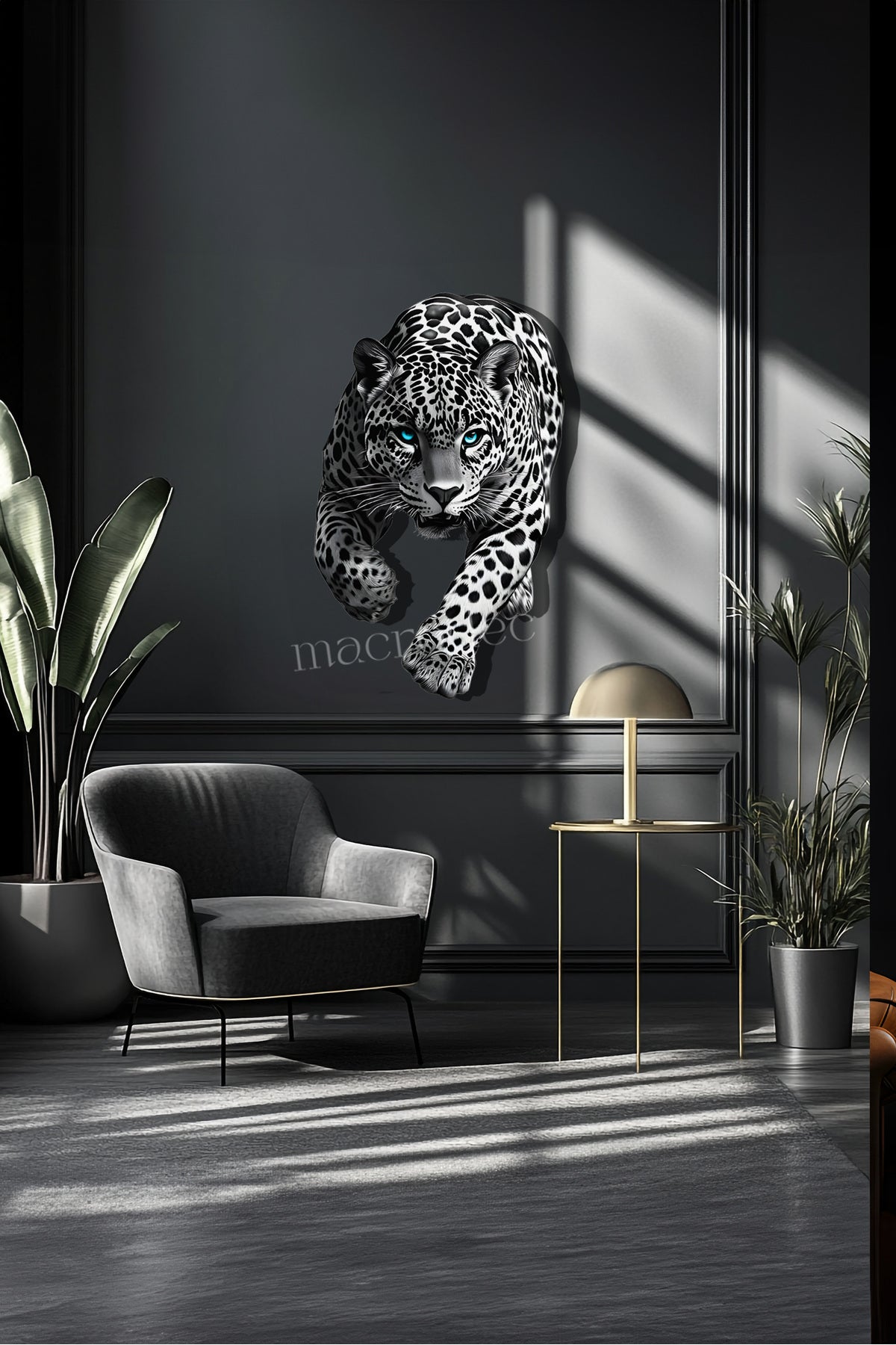 Kar Leoparı Metal Tablo
