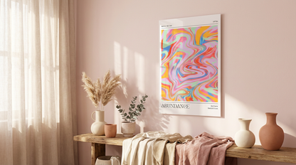 "Abundance" Retro Seri Soyut Cam Tablo