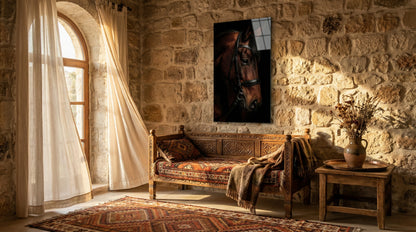 "Asil At Portresi" Dramatik Stil Modern Cam Tablo
