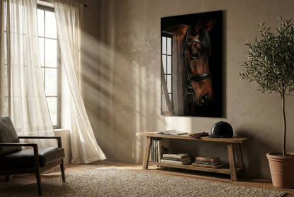 "Asil At Portresi" Dramatik Stil Modern Cam Tablo