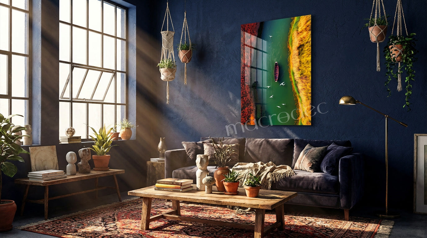 Autumn River Journey: Doğanın Sessiz Akışı Cam Tablo