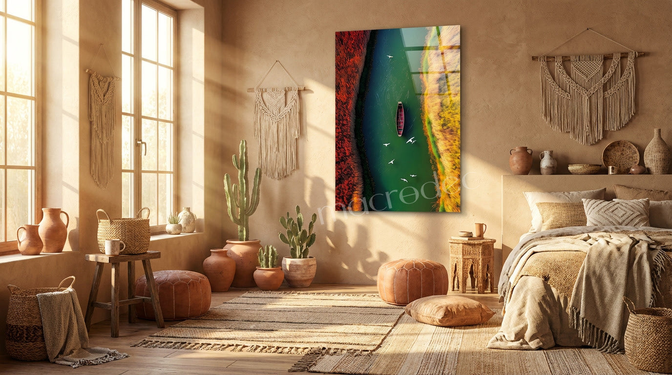 Autumn River Journey: Doğanın Sessiz Akışı Cam Tablo