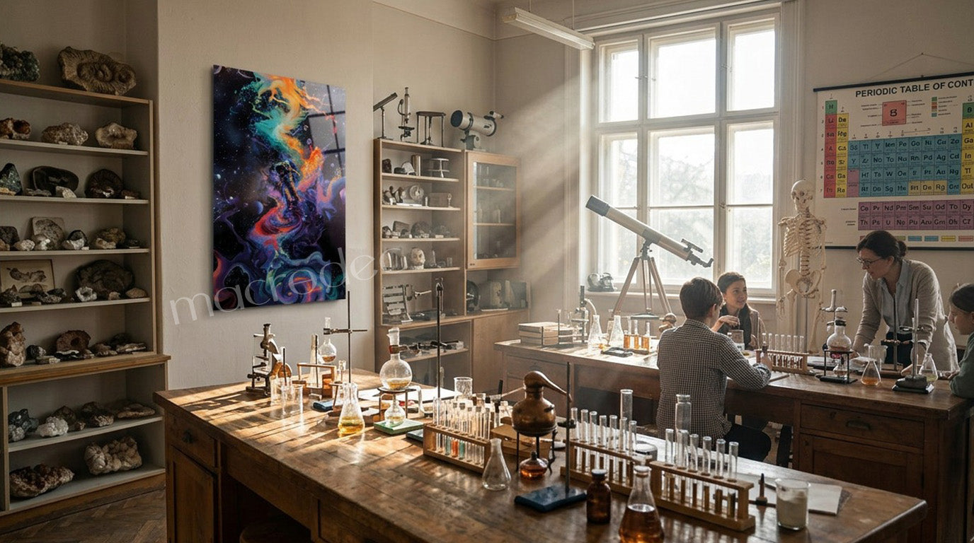 "Cosmic Journey: Sonsuz Galaksi" Sürreal Cam Tablo