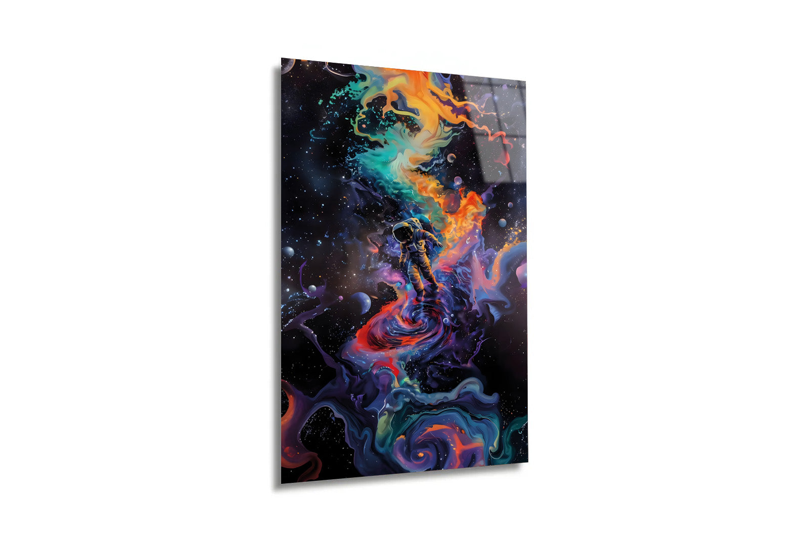 "Cosmic Journey: Sonsuz Galaksi" Sürreal Cam Tablo