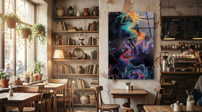 "Cosmic Journey: Sonsuz Galaksi" Sürreal Cam Tablo