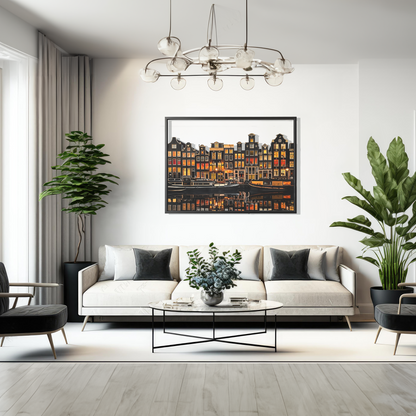 Amsterdam Golden Canal Metal Tablo