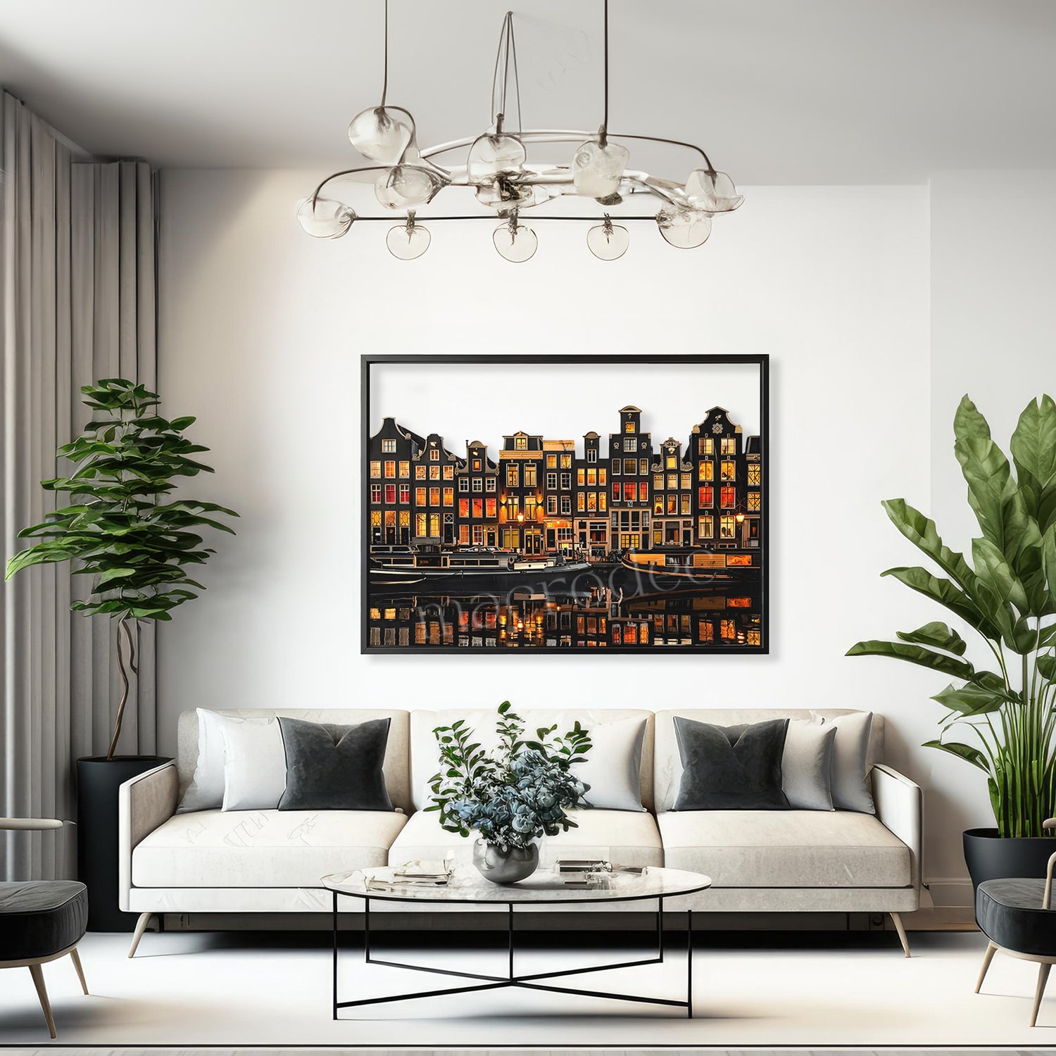 Amsterdam Golden Canal Metal Tablo