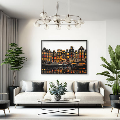 Amsterdam Golden Canal Metal Tablo
