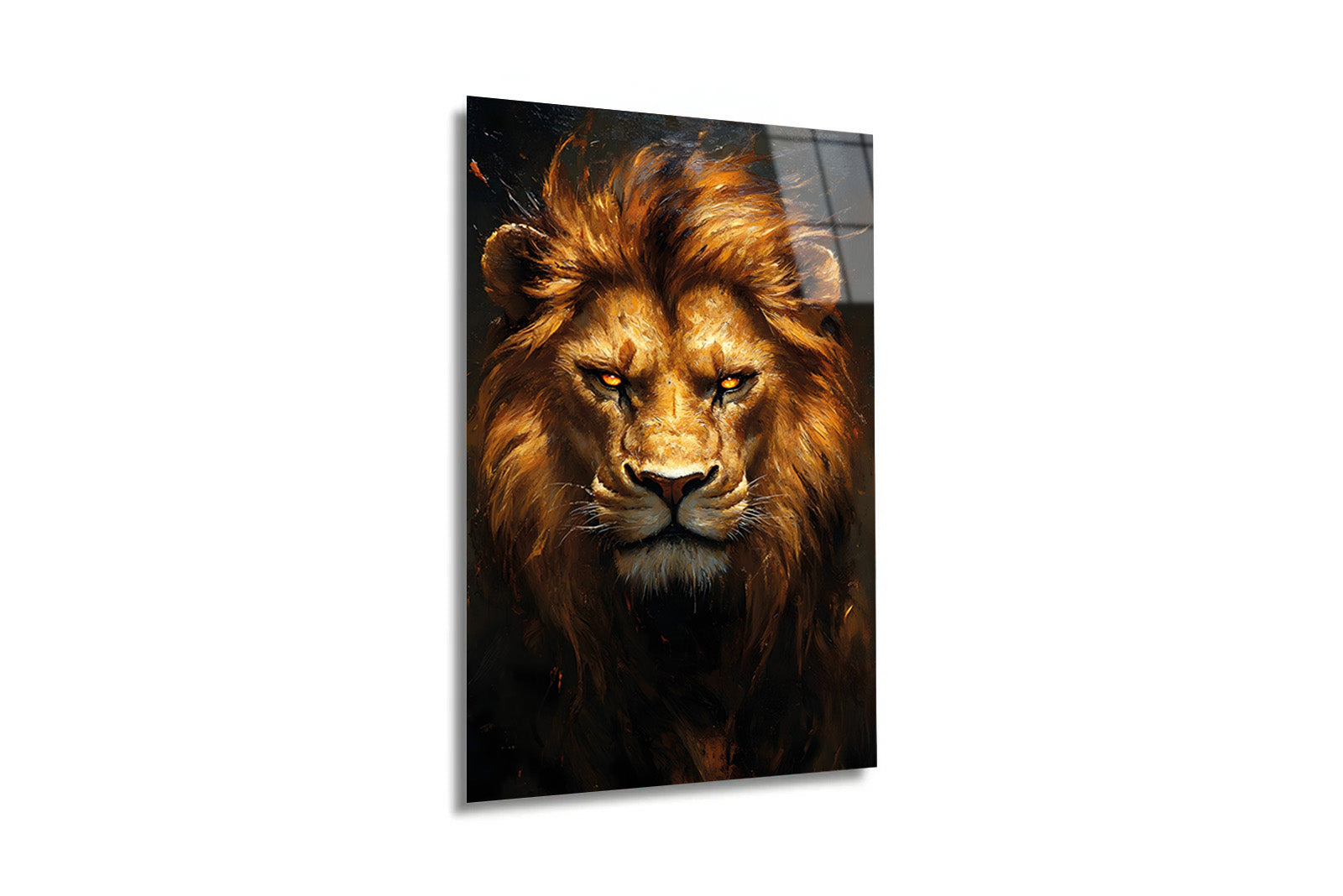 "Golden Lion Majesty" Sanatsal Aslan Cam Tablo