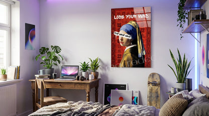 "Lose Your Mind: İnci Küpeli Kız" Modern Street Art Cam Tablo
