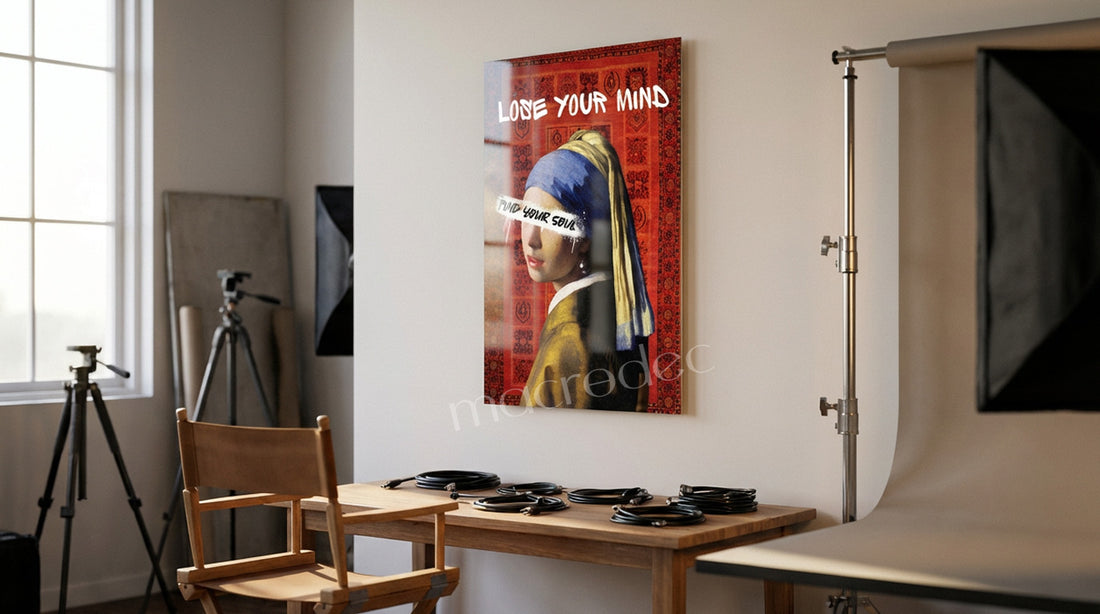 "Lose Your Mind: İnci Küpeli Kız" Modern Street Art Cam Tablo