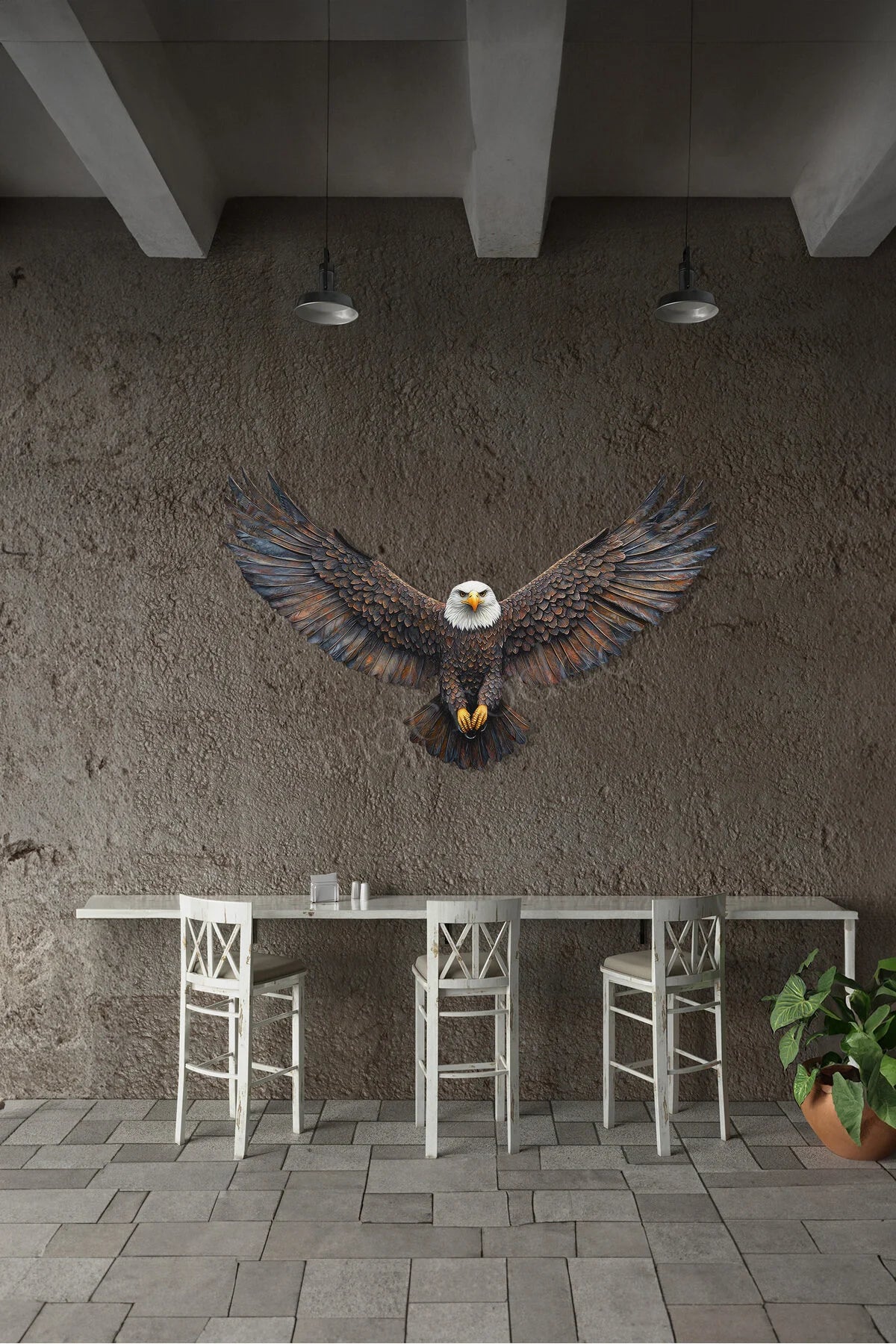 Kartal Figürlü Modern Dekor Metal Tablo