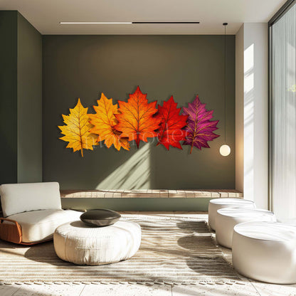 Luminous Leaves: Parlak Sonbahar Esintisi Metal Tablo