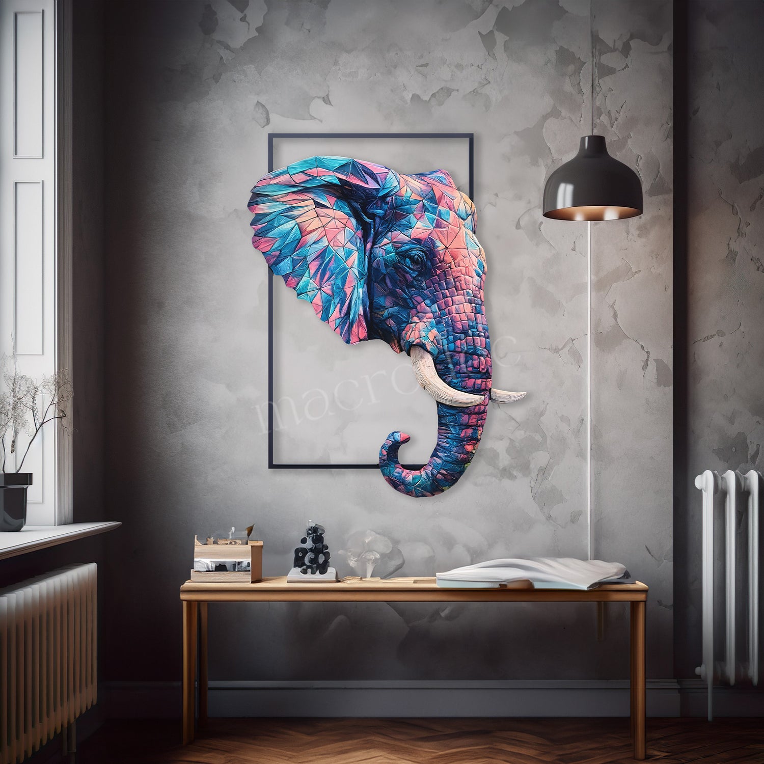 Prismatic Elephant Metal Tablo