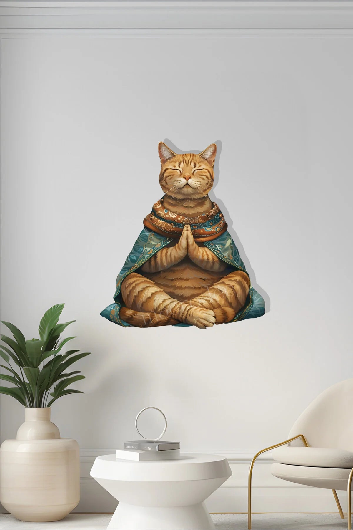 Meditasyon Yapan Kedi Metal Tablo