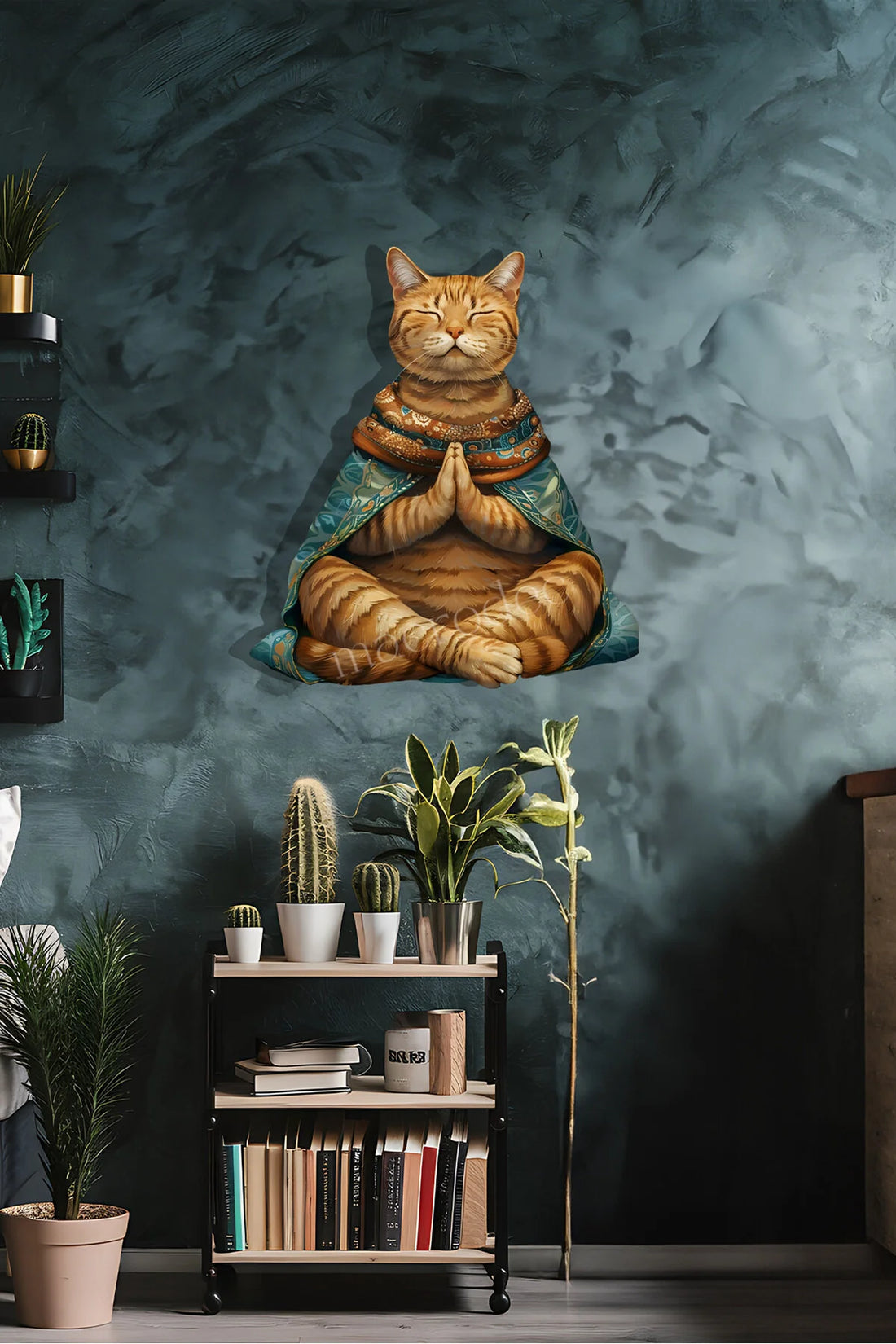 Meditasyon Yapan Kedi Metal Tablo