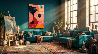 Retro Vinyl Records Color Mix Cam Tablo -