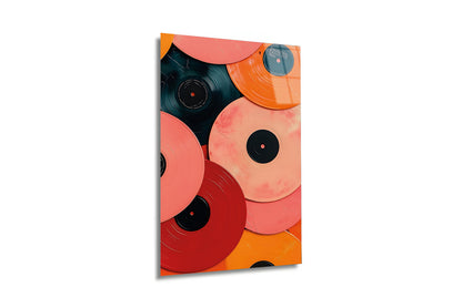 Retro Vinyl Records Color Mix Cam Tablo -