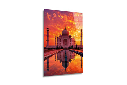 "Taj Mahal: Aşkın İhtişamı" Gün Batımı Cam Tablo