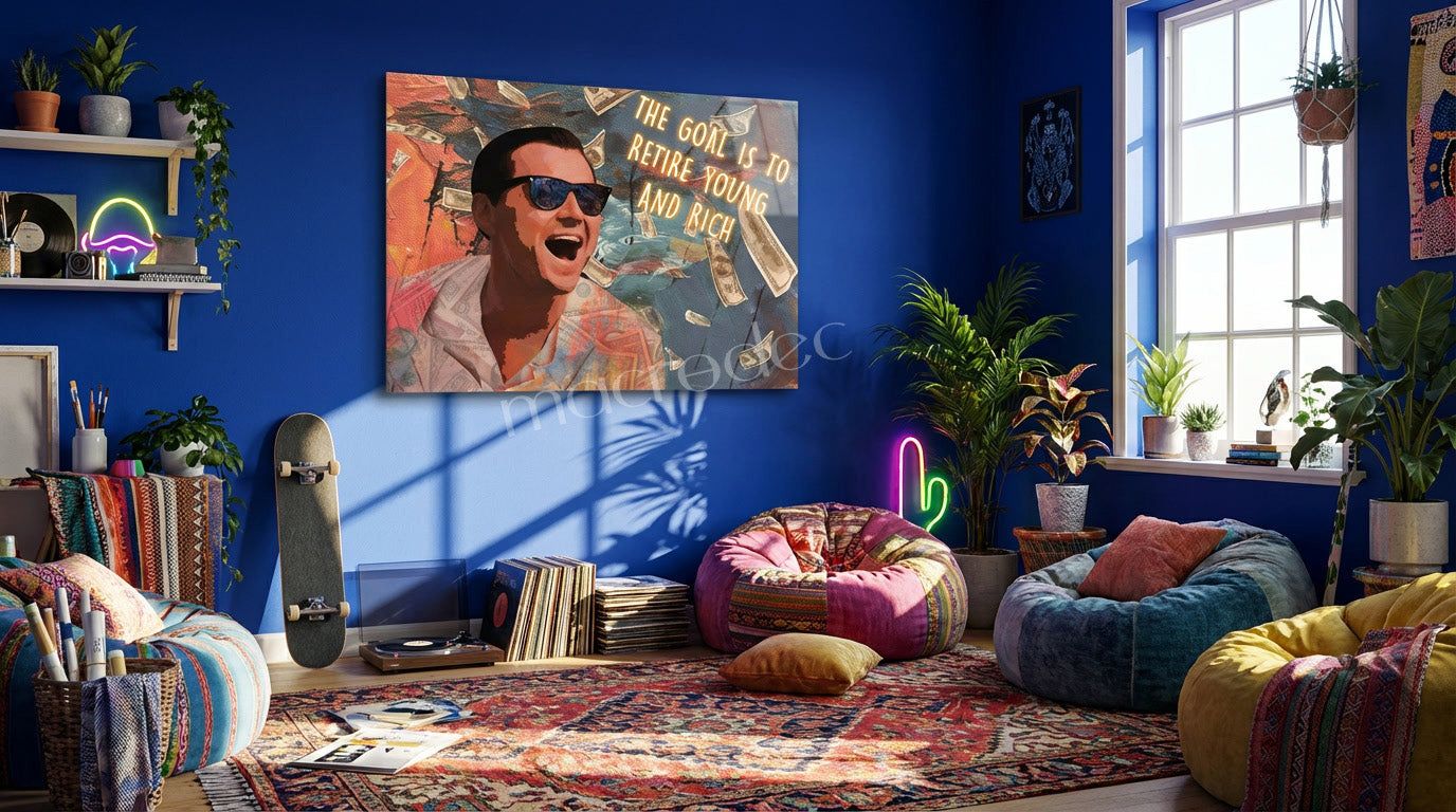 "The Goal: Young and Rich" Di Caprio Motivasyonel Cam Tablo