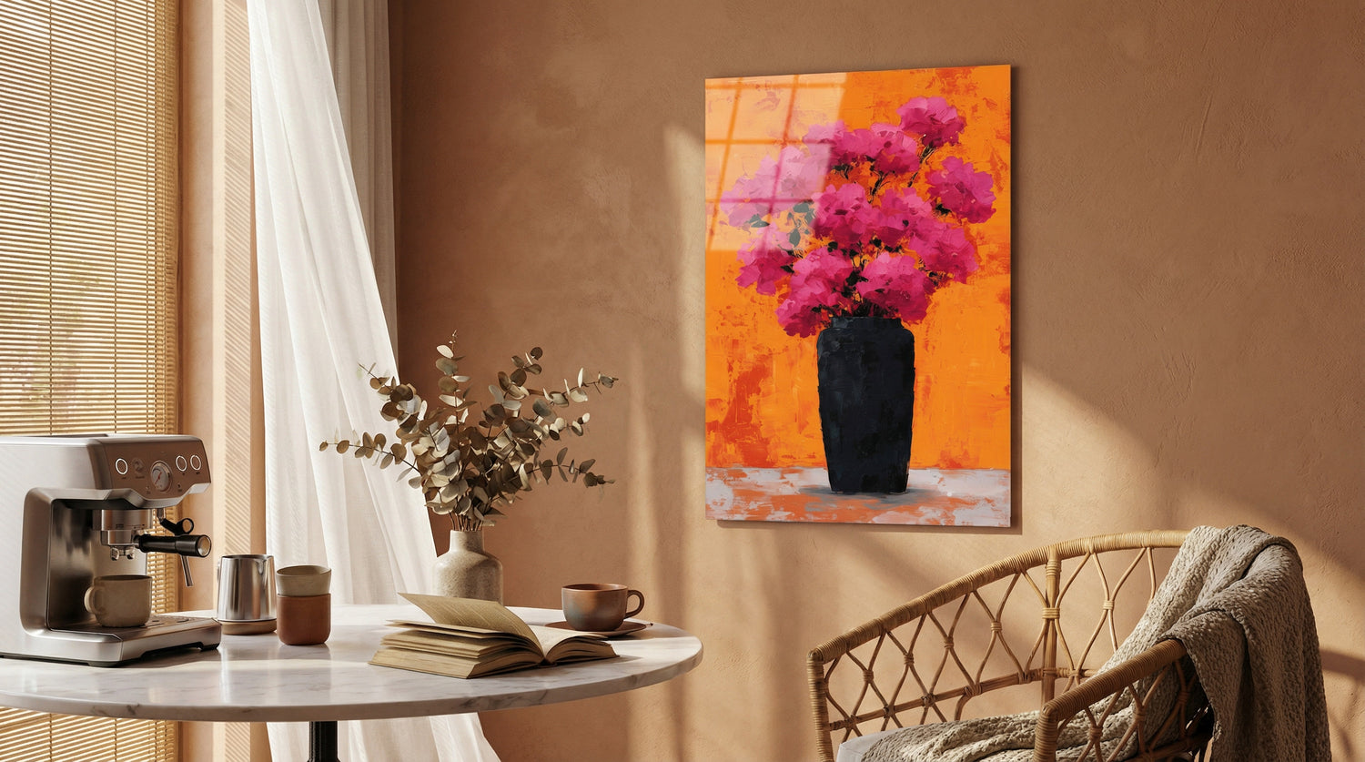 "Vibrant Flora" Modern Sanat Cam Tablo