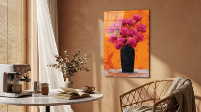 "Vibrant Flora" Modern Sanat Cam Tablo