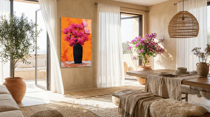 "Vibrant Flora" Modern Sanat Cam Tablo