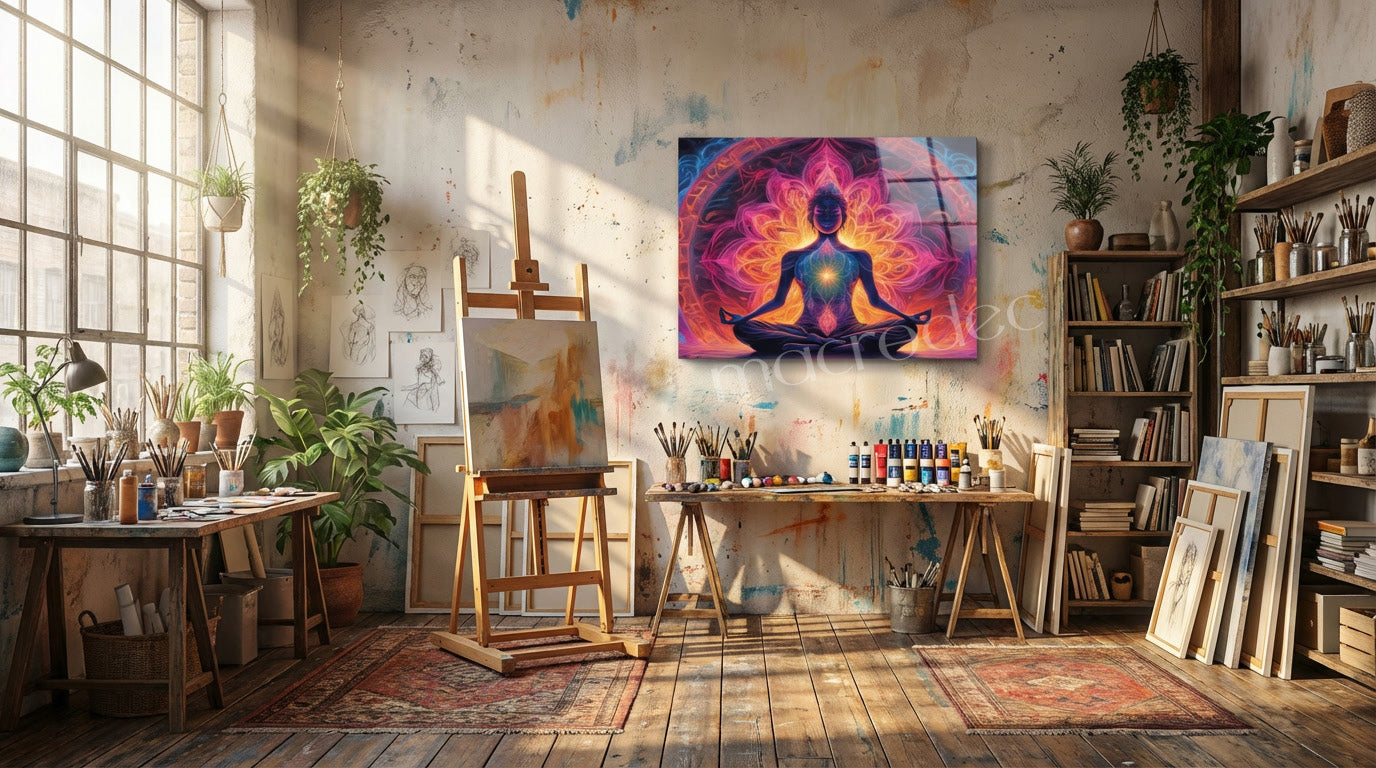 "Zen Ruhu" Meditasyon ve Mandala Modern Cam Tablo -