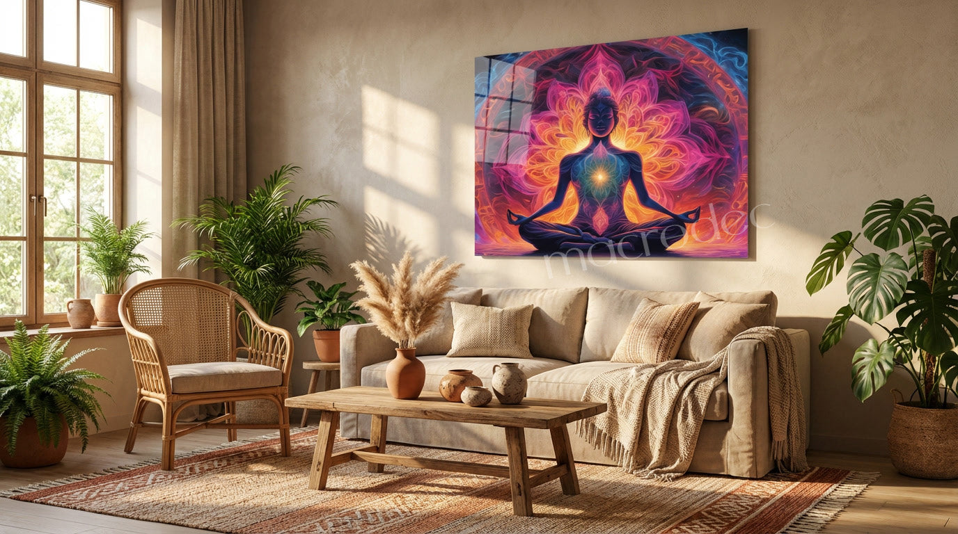 "Zen Ruhu" Meditasyon ve Mandala Modern Cam Tablo -